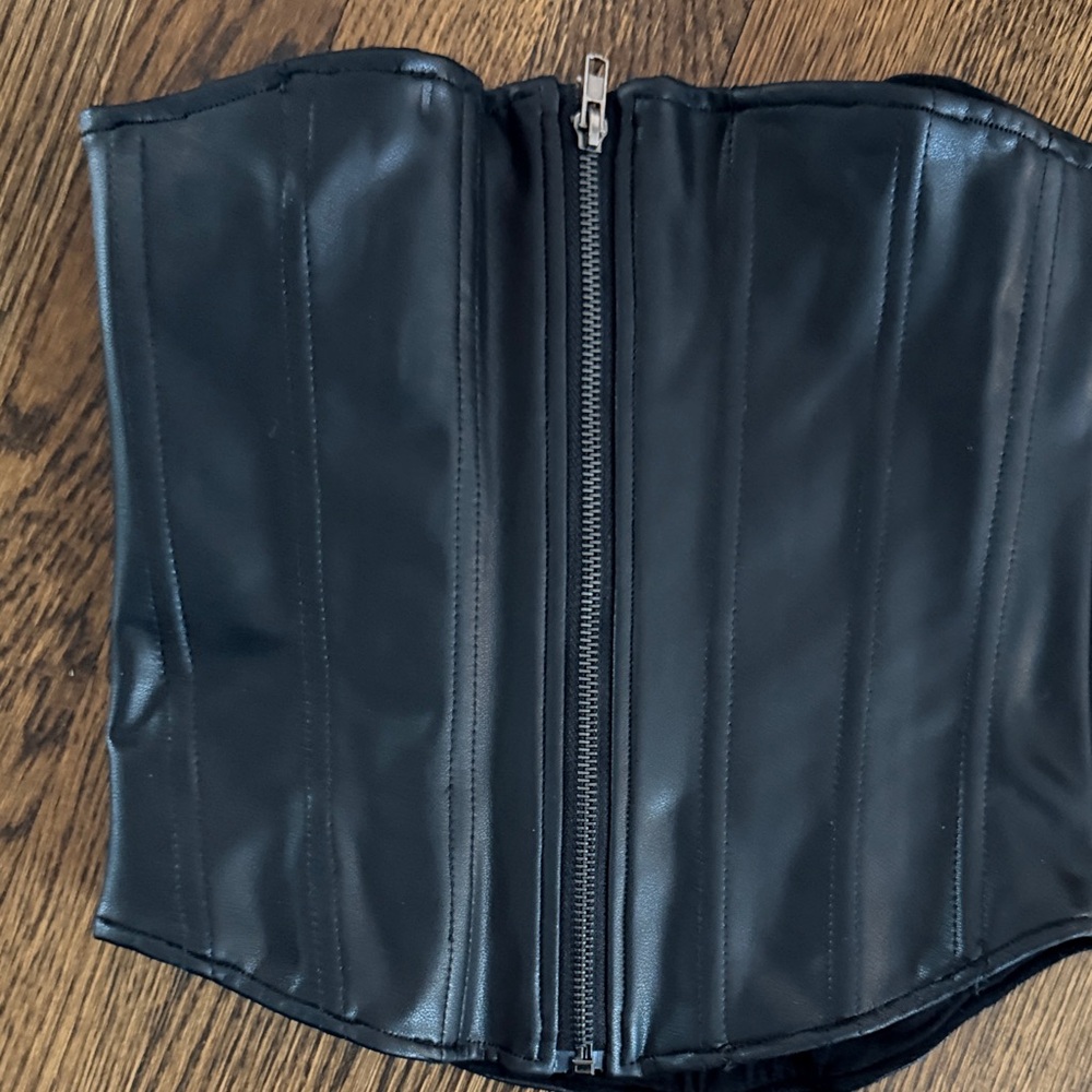 Olivaceous Black Faux Leather Corset Top - Picture 2 of 2